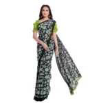 Generic Women's Georgette Printed Saree With Unstitched Blouse 5.5Mtr (Green)