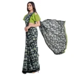 Generic Women's Georgette Printed Saree With Unstitched Blouse 5.5Mtr (Green) - Image 4