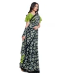 Generic Women's Georgette Printed Saree With Unstitched Blouse 5.5Mtr (Green) - Image 3