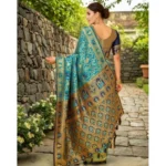 Generic Women's Silk Blend Woven Paithani Saree With Unstitched Blouse 5.5Mtr (Rama) - Image 2