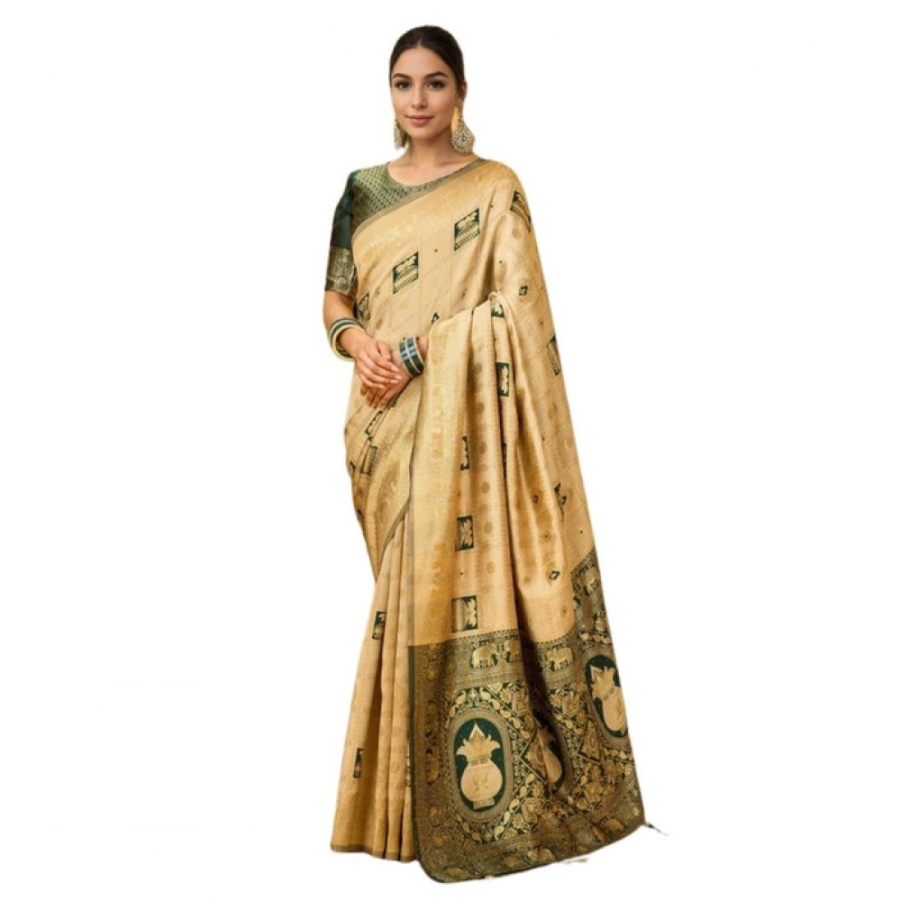 PID-62778-Generic-Women-s-Silk-Blend-Woven-Zari-Work-Saree-With-Unstitched-Blouse-5-5-Mtr-Cream-1-1000x1000-1.webp Generic Women's Silk Blend Woven Zari Work Saree With Unstitched Blouse 5.5Mtr (Cream) - Image 1