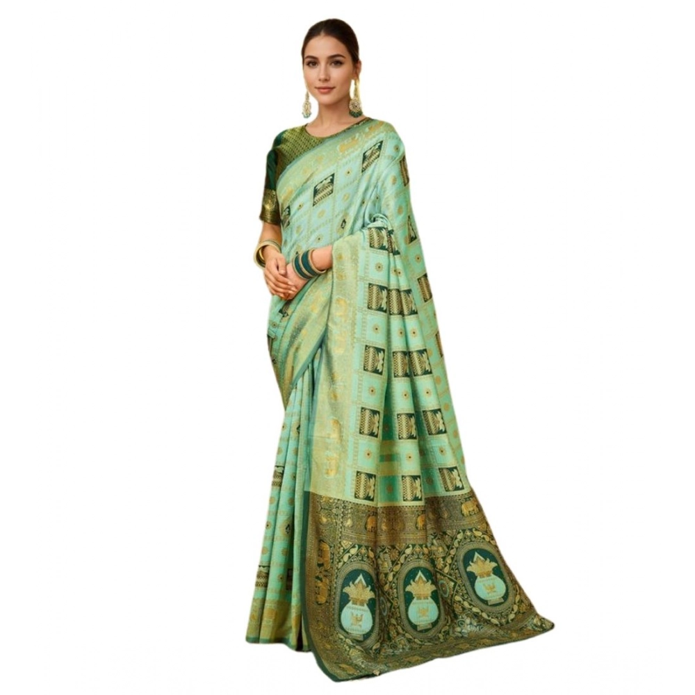 PID-62781-Generic-Women-s-Silk-Blend-Woven-Zari-Work-Saree-With-Unstitched-Blouse-5-5-Mtr-Mint-Green-1000x1000-1.webp Generic Women's Silk Blend Woven Zari Work Saree With Unstitched Blouse 5.5Mtr (Mint Green) - Image 1