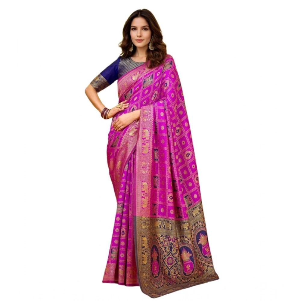 PID-62783-Generic-Women-s-Silk-Blend-Woven-Zari-Work-Saree-With-Unstitched-Blouse-5-5-Mtr-Pink-1-1000x1000-1.webp Generic Women's Silk Blend Woven Zari Work Saree With Unstitched Blouse 5.5Mtr (Pink) - Image 1