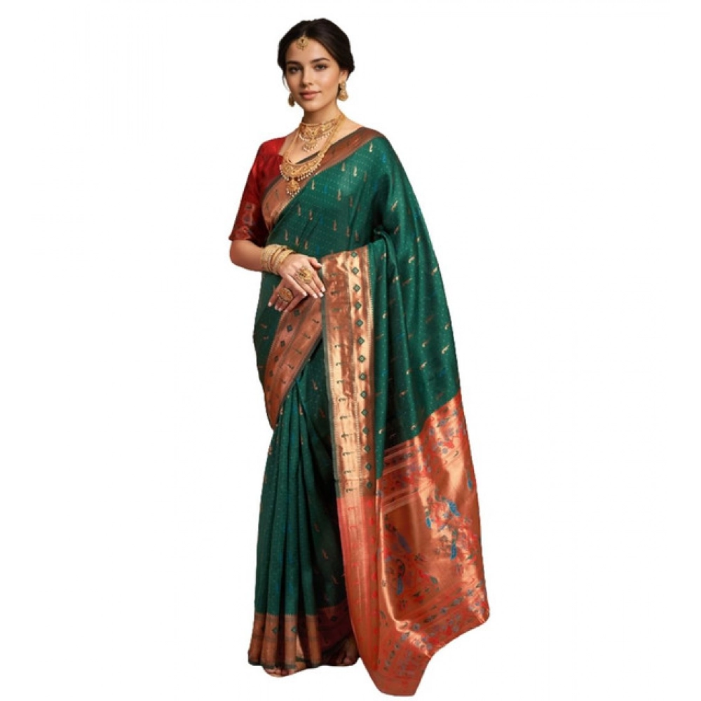 PID-62787-Generic-Women-s-Silk-Blend-Zari-Woven-Saree-With-Unstitched-Blouse-5-5-Mtr-Green-1-1000x1000-1.webp Generic Women's Silk Blend Zari Woven Saree With Unstitched Blouse 5.5Mtr (Green) - Image 1