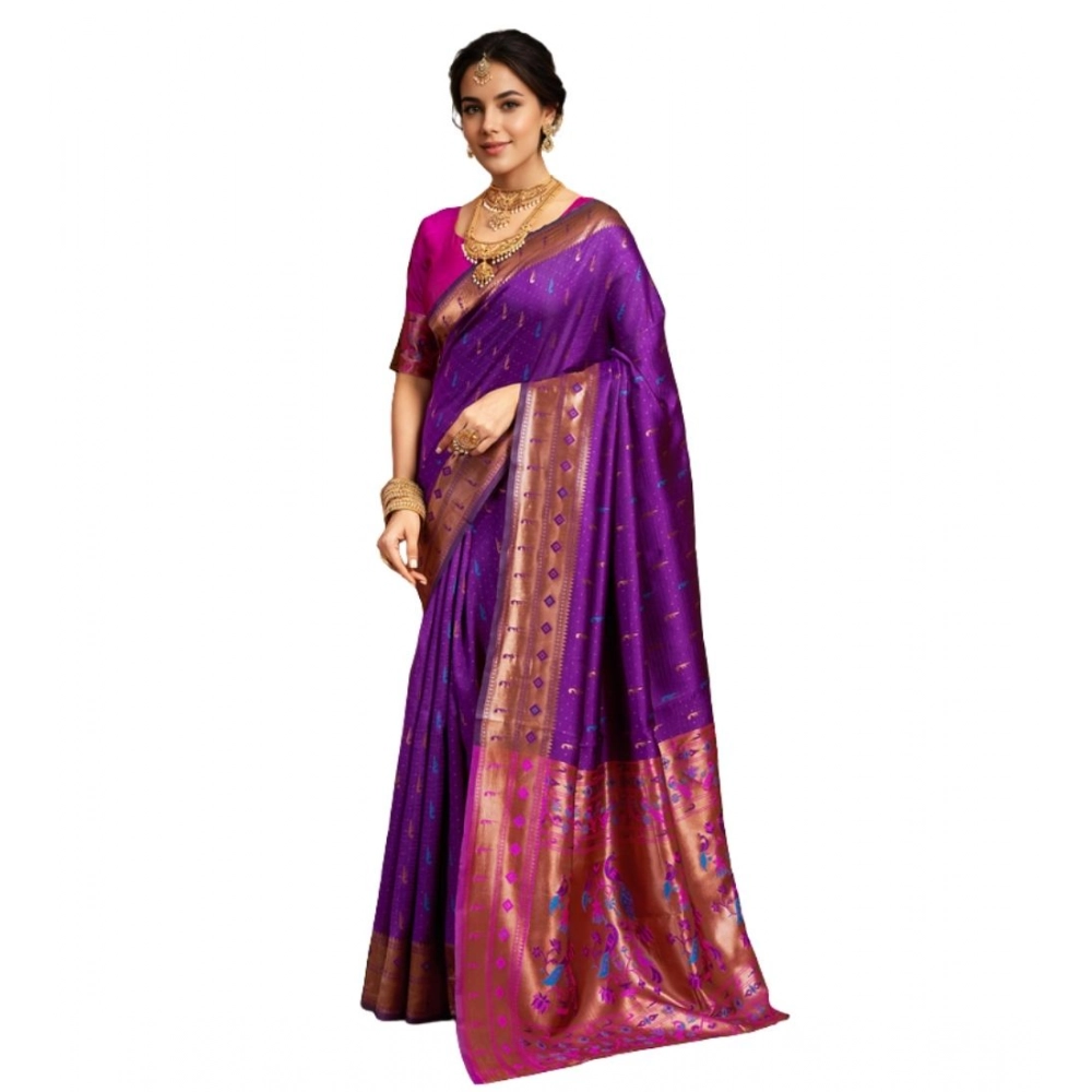 PID-62790-Generic-Women-s-Silk-Blend-Zari-Woven-Saree-With-Unstitched-Blouse-5-5-Mtr-Purple-1-1000x1000-1.webp Generic Women's Silk Blend Zari Woven Saree With Unstitched Blouse 5.5Mtr (Purple) - Image 1
