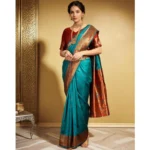 Generic Women's Silk Blend Zari Woven Saree With Unstitched Blouse 5.5Mtr (Rama) - Image 2