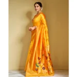 Generic Women's Silk Blend Paithani Saree With Unstitched Blouse 5.5Mtr (Mustard) - Image 4