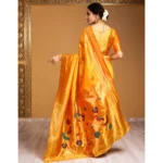 Generic Women's Silk Blend Paithani Saree With Unstitched Blouse 5.5Mtr (Mustard) - Image 2