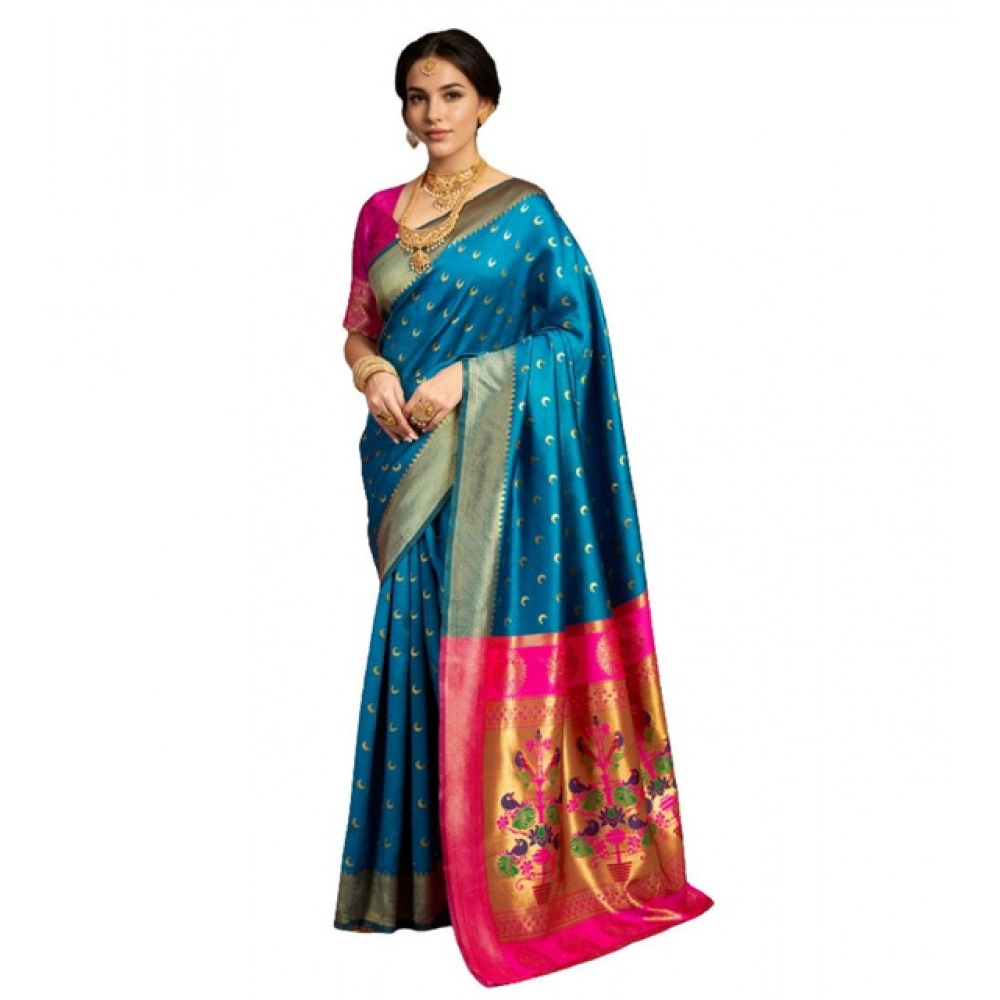 PID-62804-Generic-Women-s-Silk-Blend-Zari-Woven-Saree-With-Unstitched-Blouse-5-5-Mtr-Aqua-1-1000x1000-1.webp Generic Women's Silk Blend Zari Woven Saree With Unstitched Blouse 5.5Mtr (Aqua) - Image 1
