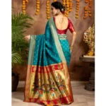 Generic Women's Silk Blend Zari Woven Saree With Unstitched Blouse 5.5Mtr (Rama) - Image 2