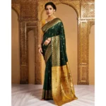 Generic Women's Silk Blend Zari Weaving Saree With Unstitched Blouse 5.5Mtr (Green (5)) - Image 3