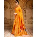 Generic Women's Silk Blend Zari Weaving Saree With Unstitched Blouse 5.5Mtr (Mustard) - Image 4