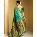 Generic Women's Silk Blend Zari Weaving Saree With Unstitched Blouse 5.5Mtr (Green) - Image 2