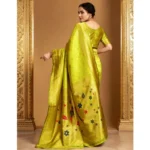 Generic Women's Silk Blend Zari Weaving Saree With Unstitched Blouse 5.5Mtr (Lime-Green) - Image 2