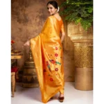 Generic Women's Silk Blend Zari Weaving Saree With Unstitched Blouse 5.5Mtr (Mustard) - Image 2