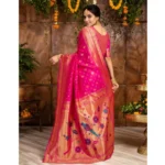Generic Women's Silk Blend Zari Weaving Saree With Unstitched Blouse 5.5Mtr (Pink) - Image 2