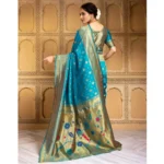 Generic Women's Silk Blend Zari Weaving Saree With Unstitched Blouse 5.5Mtr (Turquoise) - Image 2