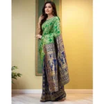 Generic Women's Silk Blend Zari Weaving Saree With Unstitched Blouse 5.5Mtr (Green) - Image 4