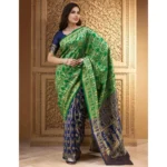 Generic Women's Silk Blend Zari Weaving Saree With Unstitched Blouse 5.5Mtr (Green) - Image 3