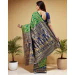 Generic Women's Silk Blend Zari Weaving Saree With Unstitched Blouse 5.5Mtr (Green) - Image 2