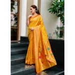Generic Women's Silk Blend Zari Woven Saree With Unstitched Blouse 5.5Mtr (Mustard) - Image 4