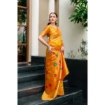 Generic Women's Silk Blend Zari Woven Saree With Unstitched Blouse 5.5Mtr (Mustard) - Image 2
