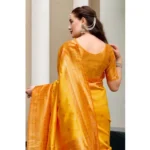 Generic Women's Silk Blend Zari Woven Saree With Unstitched Blouse 5.5Mtr (Mustard) - Image 3