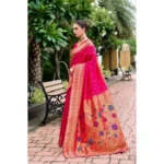 Generic Women's Silk Blend Zari Woven Saree With Unstitched Blouse 5.5Mtr (Pink) - Image 4
