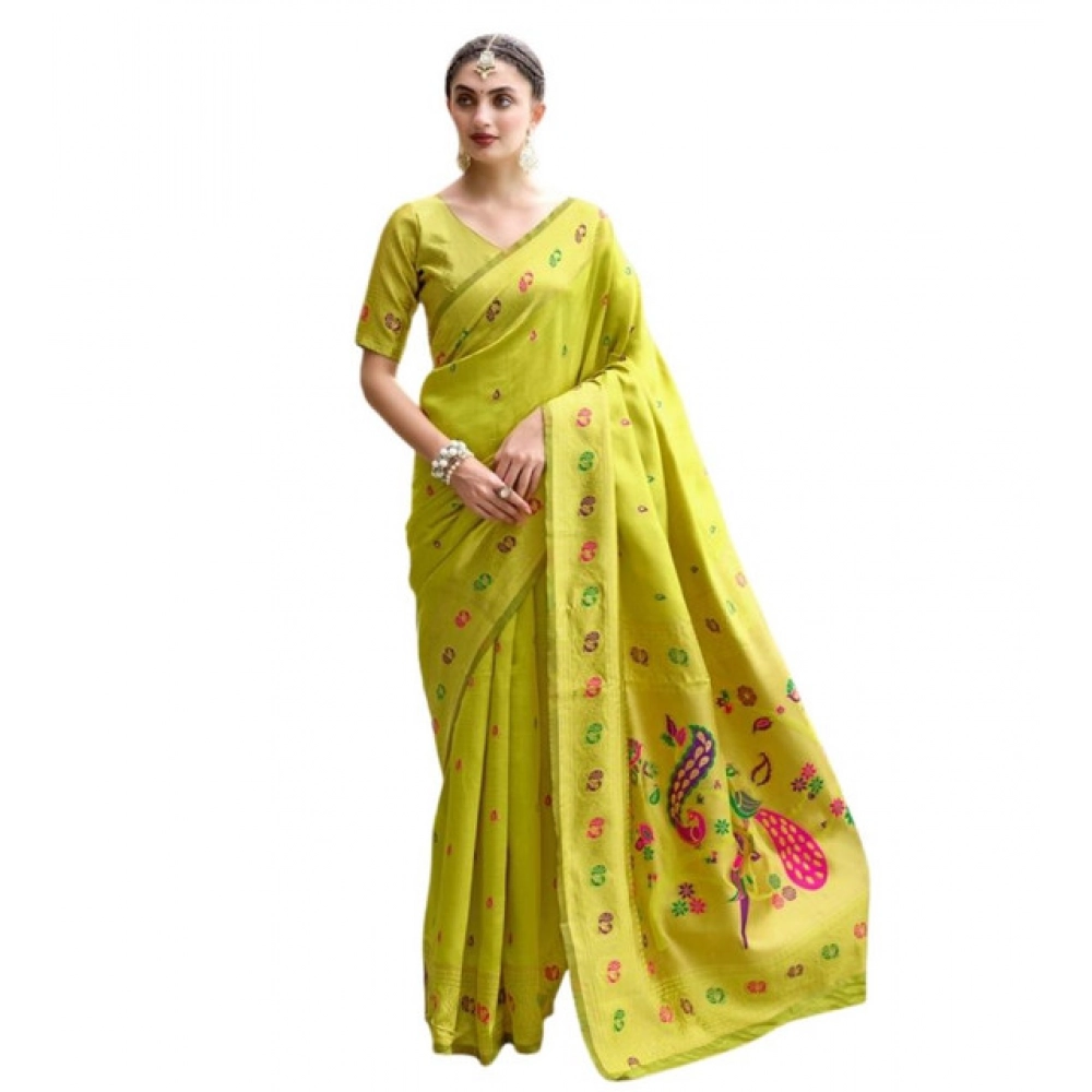 PID-62858-Generic-Women-s-Silk-Blend-Paithani-Weaving-Saree-With-Unstitched-Blouse-5-5-Mtr-Lime-Gree-1000x1000-1.webp Generic Women's Silk Blend Paithani Weaving Saree With Unstitched Blouse 5.5Mtr (Lime-Green) - Image 1