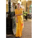 Generic Women's Silk Blend Paithani Weaving Saree With Unstitched Blouse 5.5Mtr (Mustard) - Image 2