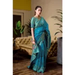 Generic Women's Silk Blend Paithani Weaving Saree With Unstitched Blouse 5.5Mtr (Rama) - Image 2