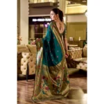 Generic Women's Silk Blend Zari Woven Saree With Unstitched Blouse 5.5Mtr (Teal) - Image 3