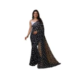 Generic Women's Georgette Printed Saree With Unstitched Blouse 5.5Mtr (Black)