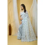 Generic Women's Georgette Printed Saree With Unstitched Blouse 5.5Mtr (White) - Image 2