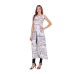 Generic Women's Casual Crepe Sleeveless Slit Dress (White) - Image 5