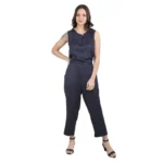 Generic Women's Casual Crepe Sleeveless Jump Suit (Navy Blue)