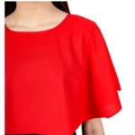 Generic Women's Casual Crepe Sleeveless Cape Dress (Red) - Image 5