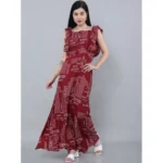 Generic Women's Casual Crepe Sleeveless Dress (Maroon) - Image 3