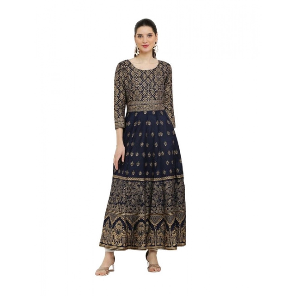 PID-63363-Women-s-Casual-Rayon-3-4th-Sleeves-Dress-Blue-1-1000x1000-1.webp Generic Women's Casual Rayon 3-4th Sleeves Anarkali Kurti (Blue) - Image 1