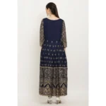 Generic Women's Casual Rayon 3-4th Sleeves Anarkali Kurti (Blue) - Image 3
