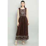 Generic Women's Casual Rayon Sleeveless Kurti (Brown) - Image 4
