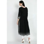 Generic Women's Casual Rayon 3-4th Sleeves Kurti (Black) - Image 3