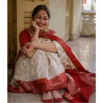 Generic Women's Soft Lichi Silk Printed Saree With Unstitched Blouse 5.5Mtr (White) - Image 2