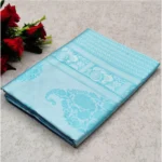 Generic Women's Soft Lichi Silk Printed Saree With Unstitched Blouse 5.5Mtr (Sky Blue)