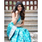 Generic Women's Soft Lichi Silk Printed Saree With Unstitched Blouse 5.5Mtr (Sky-Blue) - Image 2