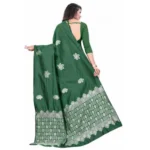 Generic Women's Soft Lichi Silk Printed Saree With Unstitched Blouse 5.5Mtr (Green) - Image 2