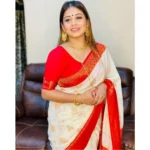 Generic Women's Soft Lichi Silk Printed Saree With Unstitched Blouse 5.5Mtr (White) - Image 2