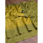 Generic Women's Soft Lichi Silk Printed Saree With Unstitched Blouse 5.5Mtr (Green) - Image 2