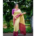 Generic Women's Soft Lichi Silk Printed Saree With Unstitched Blouse 5.5Mtr (Light-Green) - Image 2