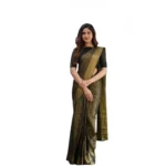 Generic Women's Soft Lichi Silk Printed Saree With Unstitched Blouse 5.5Mtr (Green)
